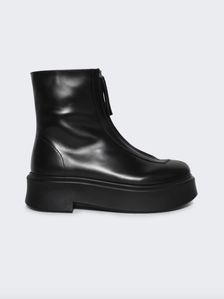 The Row Zipped Platform Leather Combat Boots (In Store)